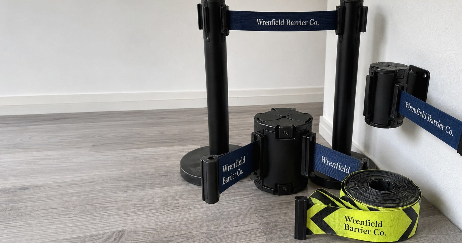Custom printed retractable belt barriers with logo