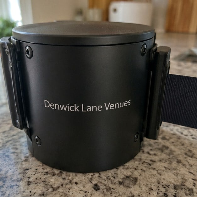 Custom retractable belt barriers — customer photo