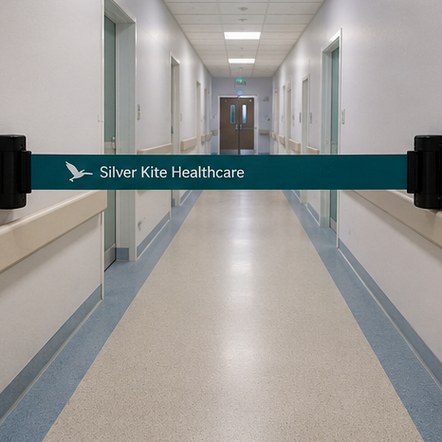 Customized retractable belt barriers for hospitals and facilities teams