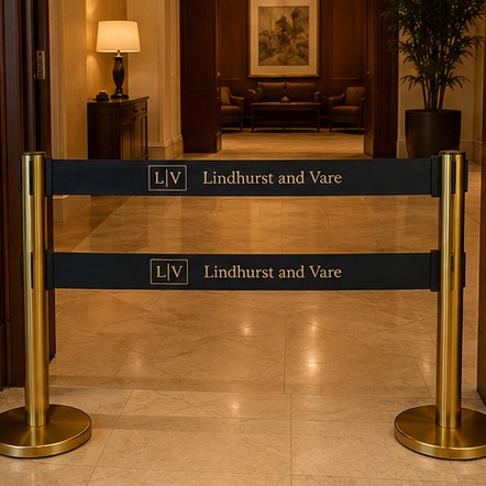 Customized retractable belt barriers for hotels, venues and box offices